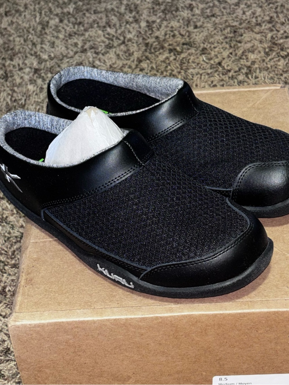 Kuru Draft Women’s Size 8.5 Jet Black Casual Comfort Slip-On Mule Slippers New